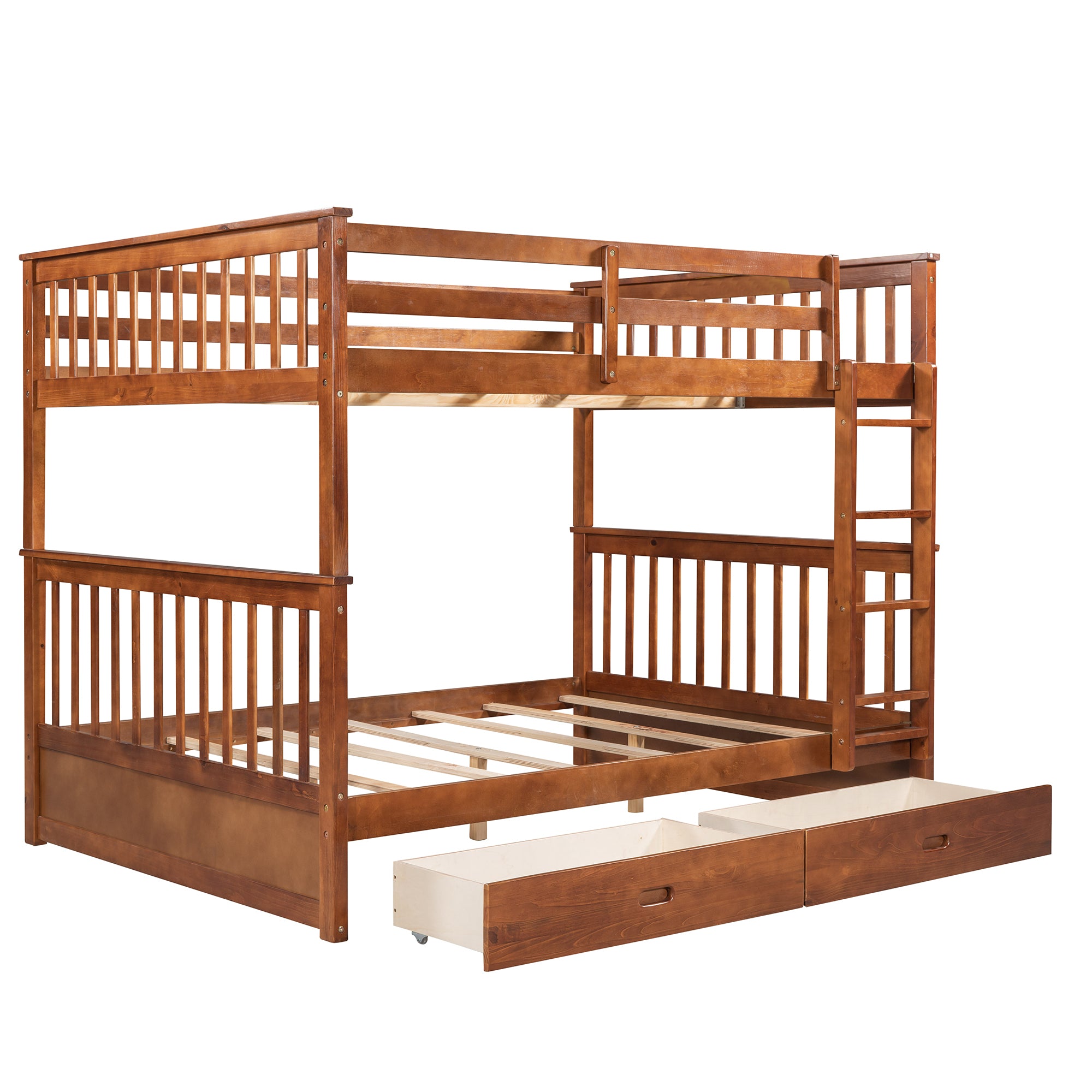 Full-Over-Full Bunk Bed with Ladders and Two Storage Drawers (Walnut)(OLD SKU:LT000365AAD) - Atlantic Fine Furniture Melbourne FL