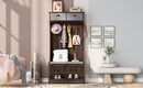 Hall Tree With 6 Hooks And Hinged Lid, Coat Hanger, Storage Bench, 3 In 1 Design