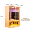 2 Persons Large Glass Front Deluxe Version Hemlock Far Infrared Corner Sauna Room - Natural