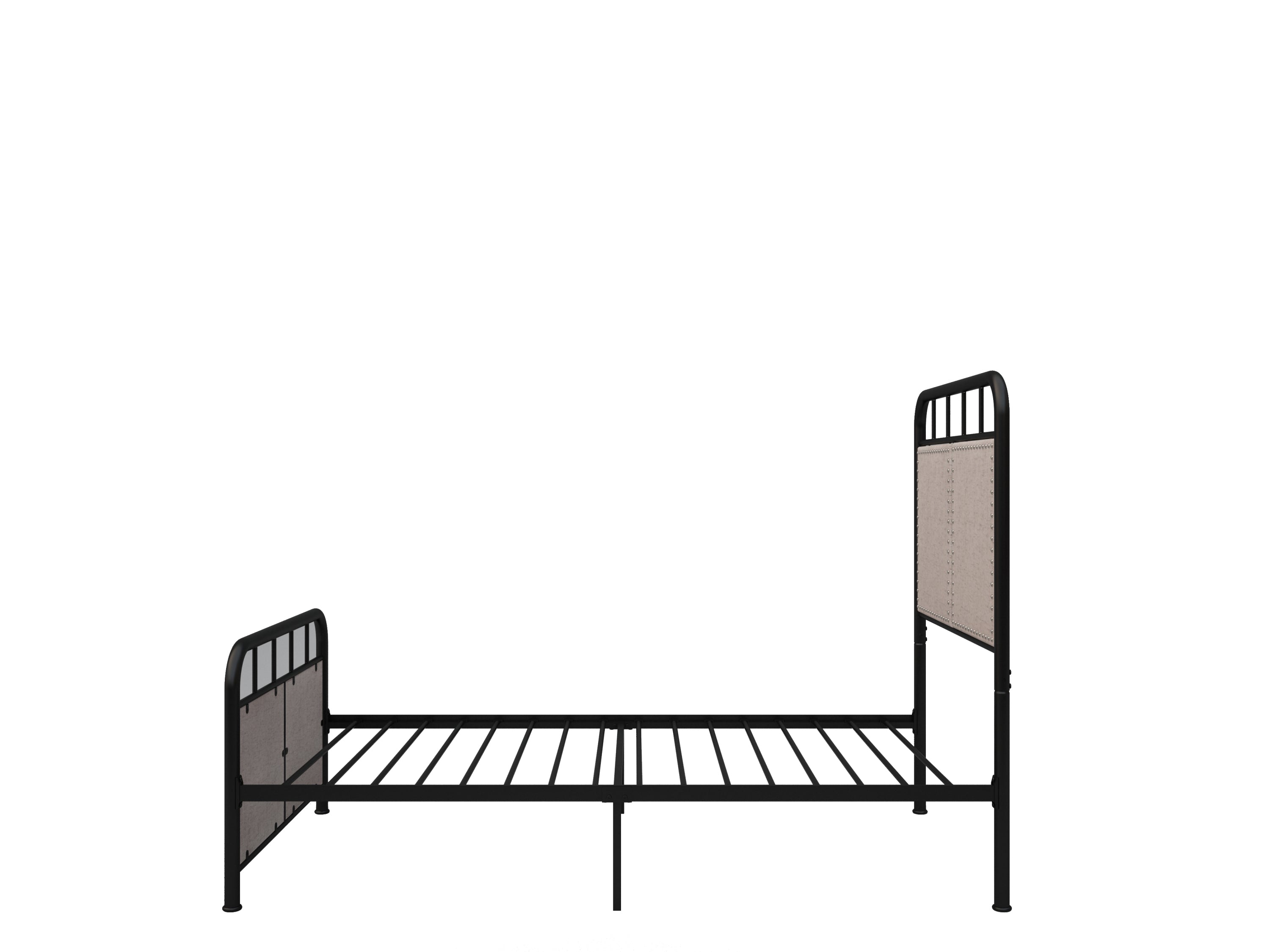 Twin Size Linen Upholstered Platform Metal Bed Frame with fabric Headboard and Footboard