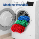 Microfiber Mop Slippers For Floor Cleaning, Machine Washable, 3 Pieces - Blue / Green / Red