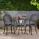 3 Piece Outdoor Aluminium Cast Bistro Set With Ice Bucket - Copper