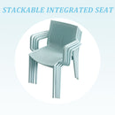 4 Modern Stackable Plastic Armchair Matched With Folding Square Table