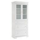 Freestanding Tall Bathroom Cabinet With Adjustable Shelves, Drawers, Soft Close Glass Doors