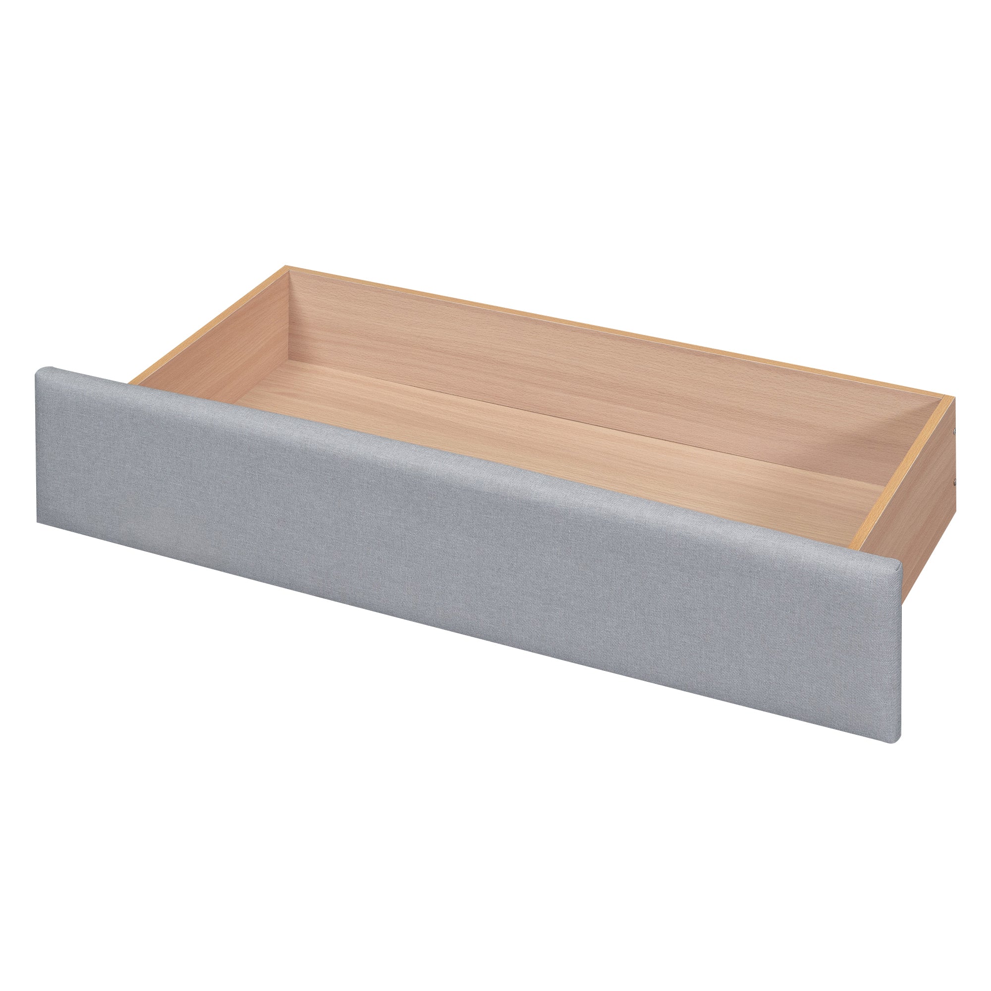 Queen Size Upholstered Platform Bed with One Large Drawer in the Footboard and Drawer on Each Side,Gray - Atlantic Fine Furniture Melbourne FL