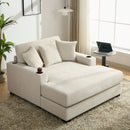 Oversized Chaise Lounger Modern Style Sofa Couch, With Pillows, Charge Station & Cup Holders