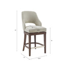 Counter Stool With Swivel Seat, Upholstery And Solid Wood Legs - Cream