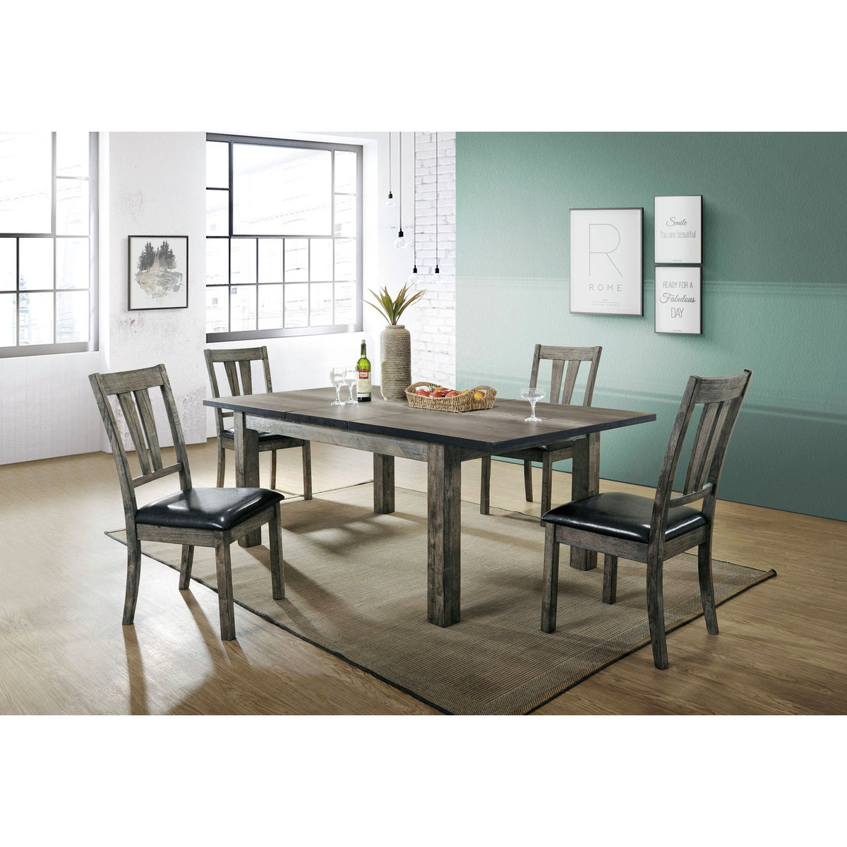 Nathan Dining With Padded Seats Set in Dark Gray by Elements International