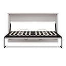 Twin Size Horizontal Murphy Bed, Hideaway Wall Bed, Folding Into Cabinet, Space Saving Furniture For Multipurpose Guest Room, Home Office - Rustic White