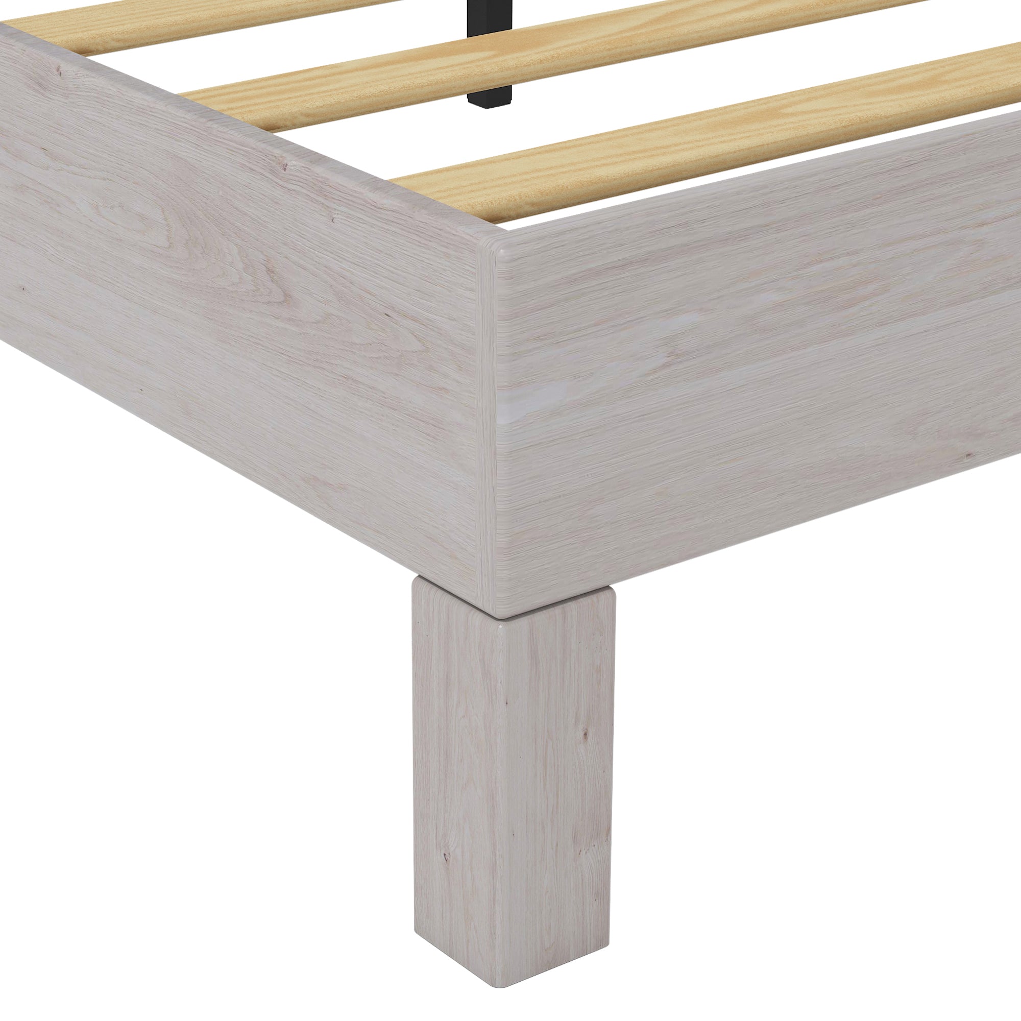 King Bed Frame, Wood with Wood Headboard Bed Frame with upholstered headboard / Wood Foundation with Wood Slat Support / No Box Spring Needed / Easy Assembly