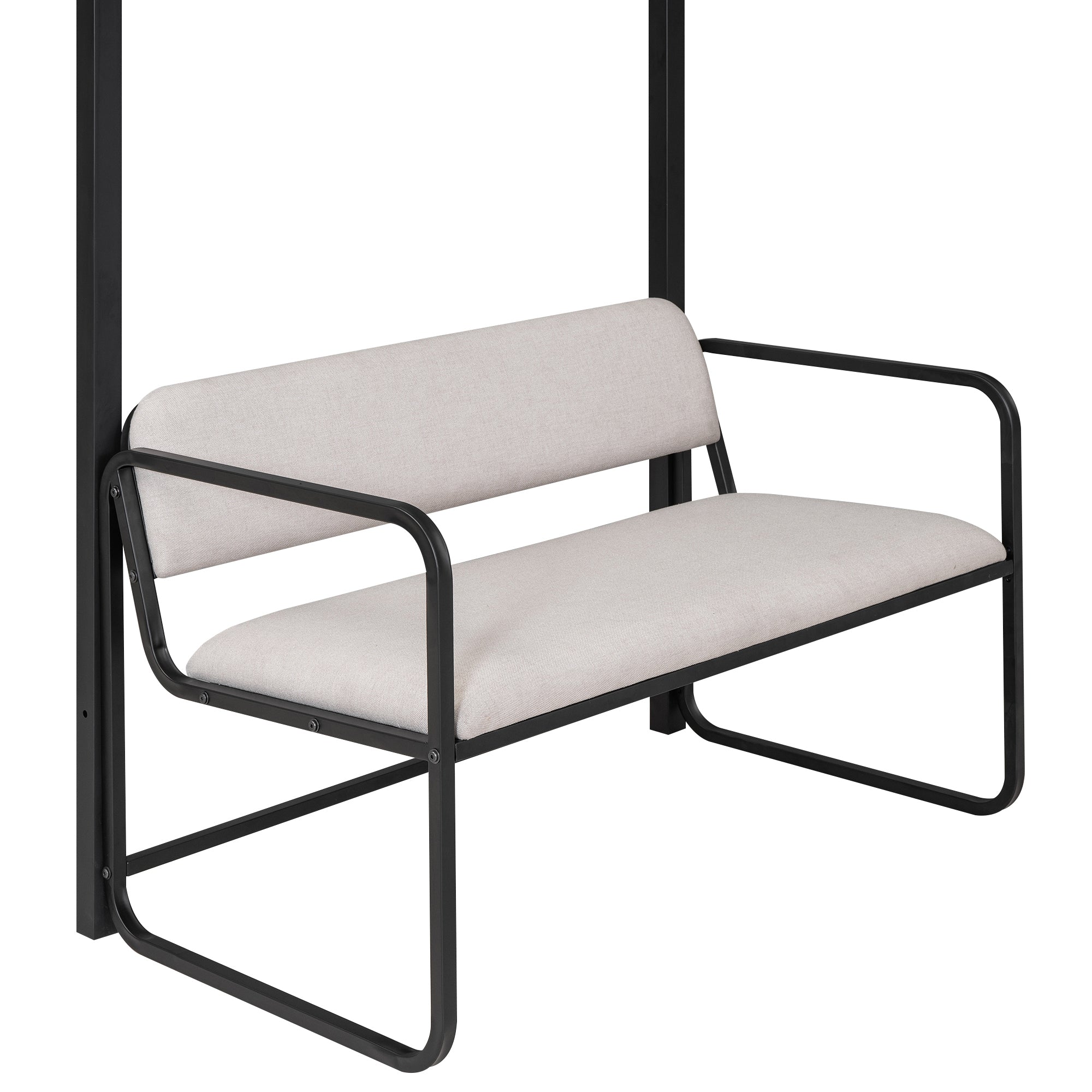 Twin Size Metal Loft Bed with Bench and Storage Staircase, Black - Atlantic Fine Furniture Melbourne FL