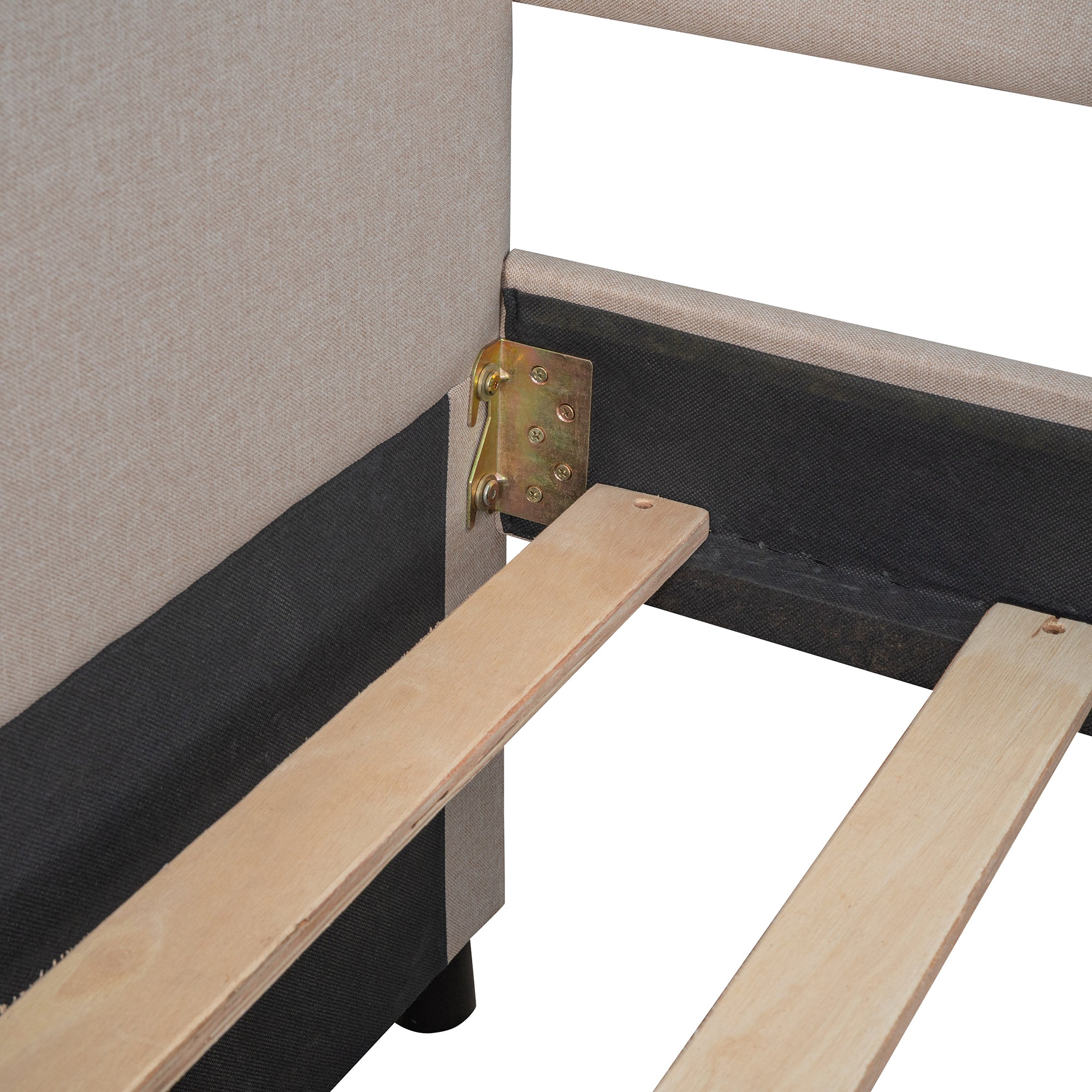 Full size Upholstered Daybed with Twin Size Trundle, Wood Slat Support, Beige(OLD SKU :LP000118AAA)