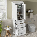 Bathroom Vanity With 2 Damping Hinge Doors, 3 Drawers, Adjustable Shelves - White