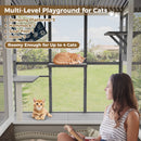 Large Walk In Outdoor Catio For Cats With Roof And 3 Access Doors - Gray