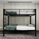 Metal Bunk Bed For Kids, Convertible Bedframe With Ladders & Guardrail