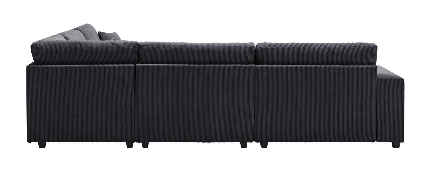 Oversized Length117.2''*Width 117.2'' Modular Sectional Sofa Couches Set ,Corduroy Upholstered Deep Seat Comfy Sofa For Living Room,Dark Gray
