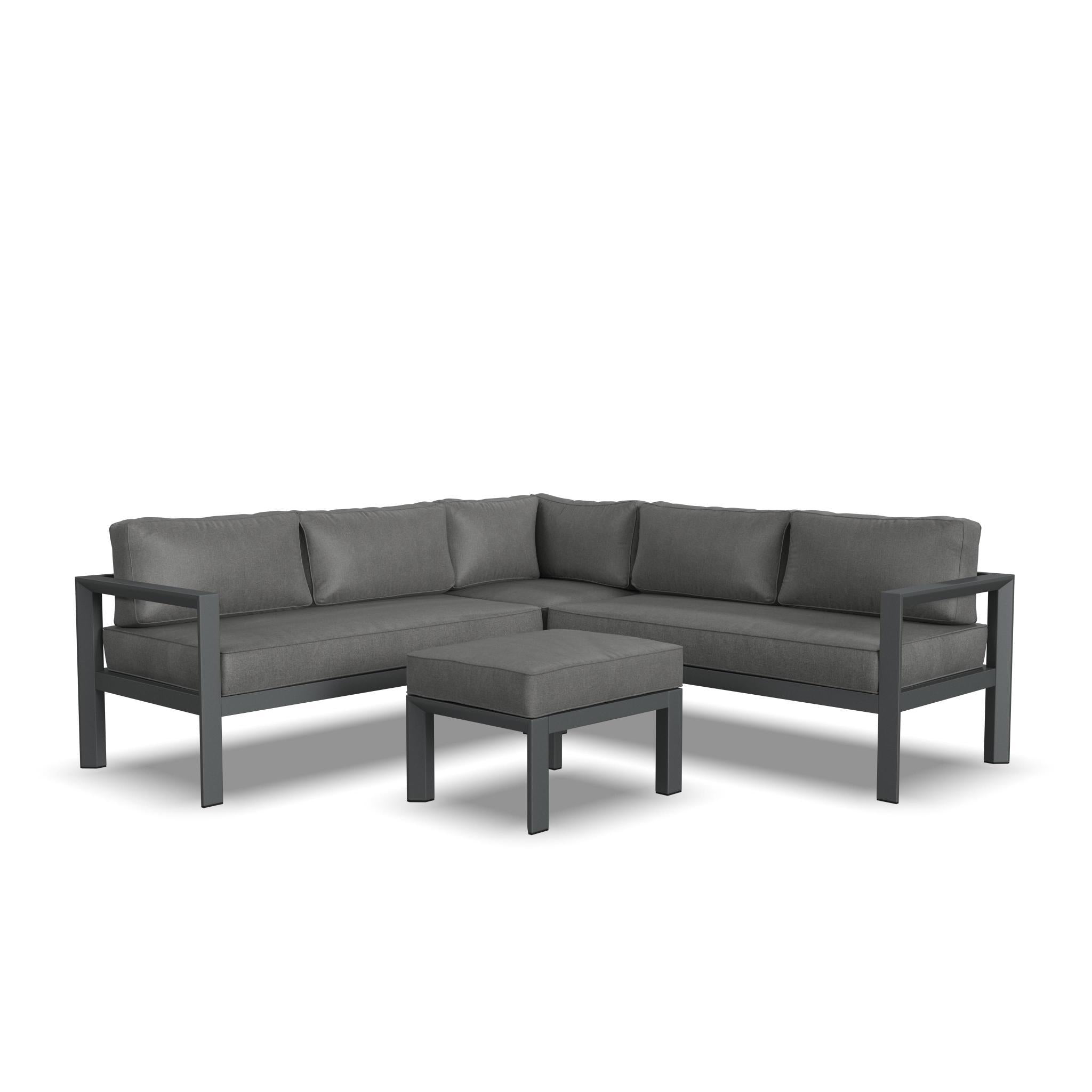 Grayton - 5 Seat Sectional, Ottoman - Dark Gray