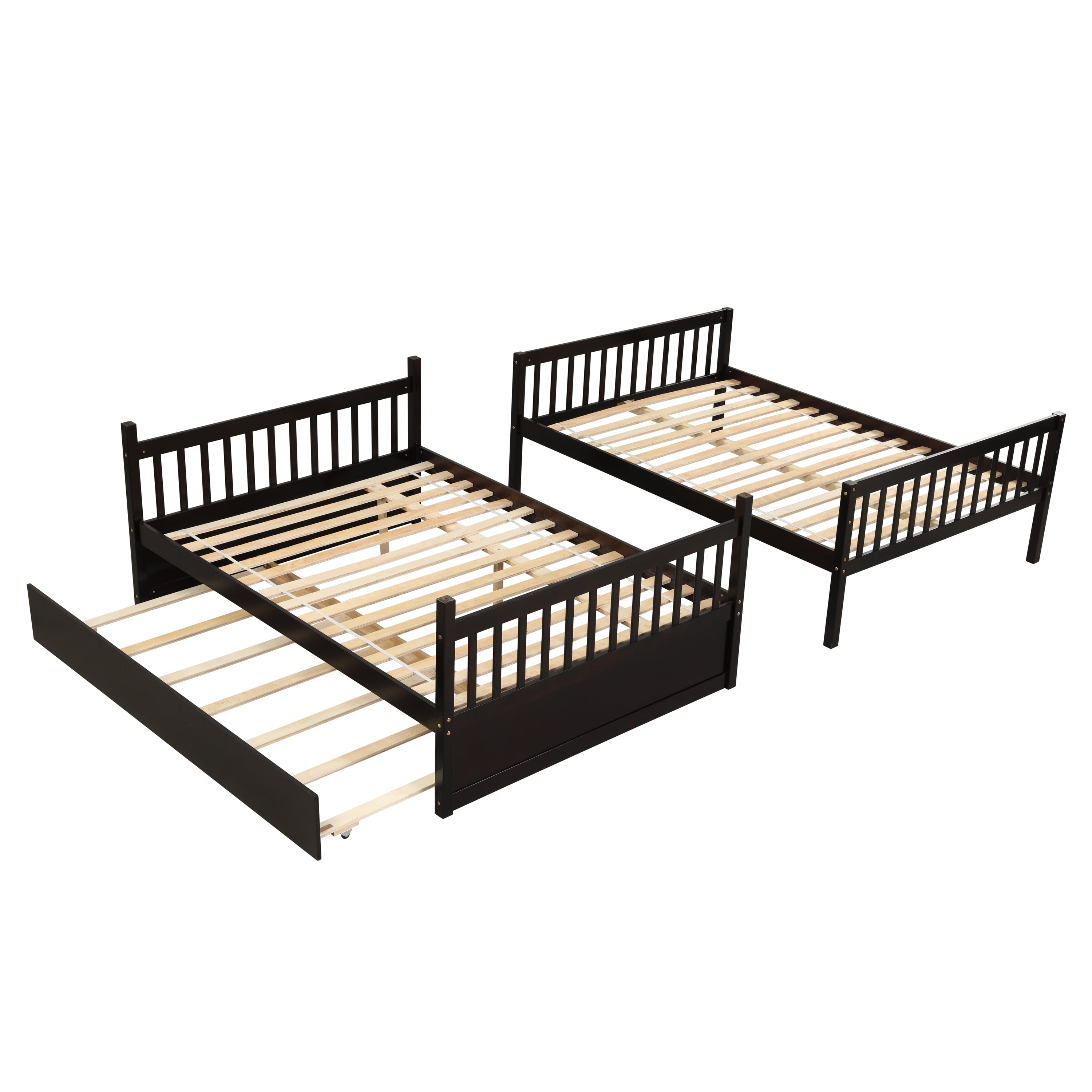 Full Over Full Bunk Bed with Trundle,Espresso - Atlantic Fine Furniture Melbourne FL