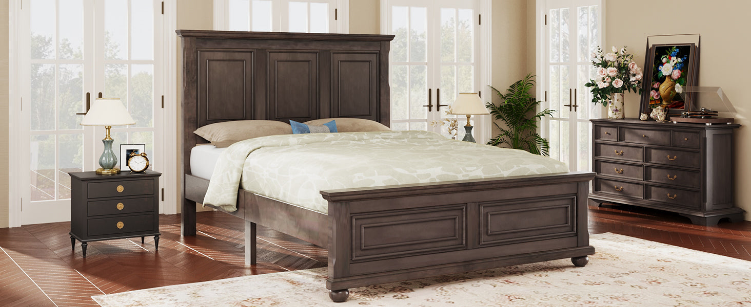 Traditional Town and Country Style Pinewood Vintage Queen Bed, Rich Brown - Atlantic Fine Furniture Melbourne FL