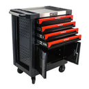 Removable 4 Drawer Metal Tool Cart With Lock - Black / Red