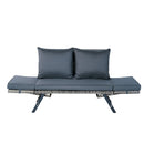 1 Pieces Patio Wicker Side Foldable Bench Patio Backyard Conversation Bench Gray Wicker - Dark Gray