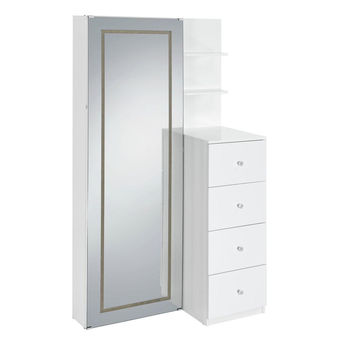 Vancouver Floor Mirror With Storage in White by Elements International