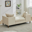 Upholstered Chaise Lounge Indoor With Nailheads, Sleeper Sofa Couch With 4 Throw Pillows & 2 Bolsters, Daybed With Rubberwood Legs