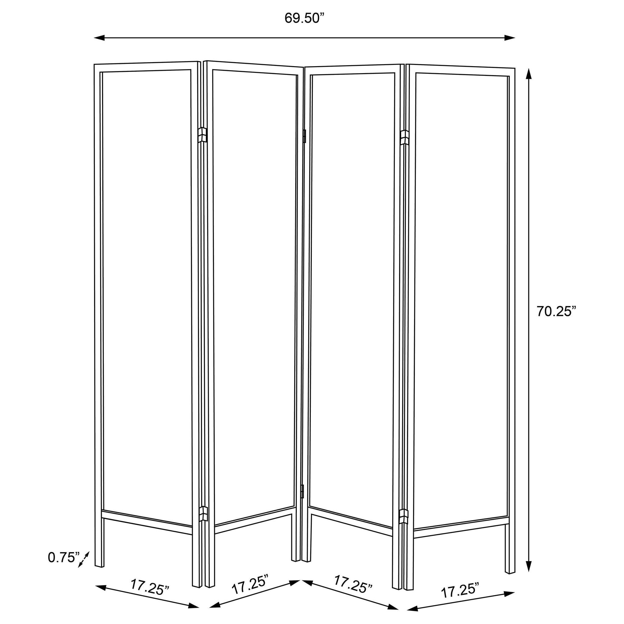 Haidera 4-Panel Room Divider Folding Screen Black Damask