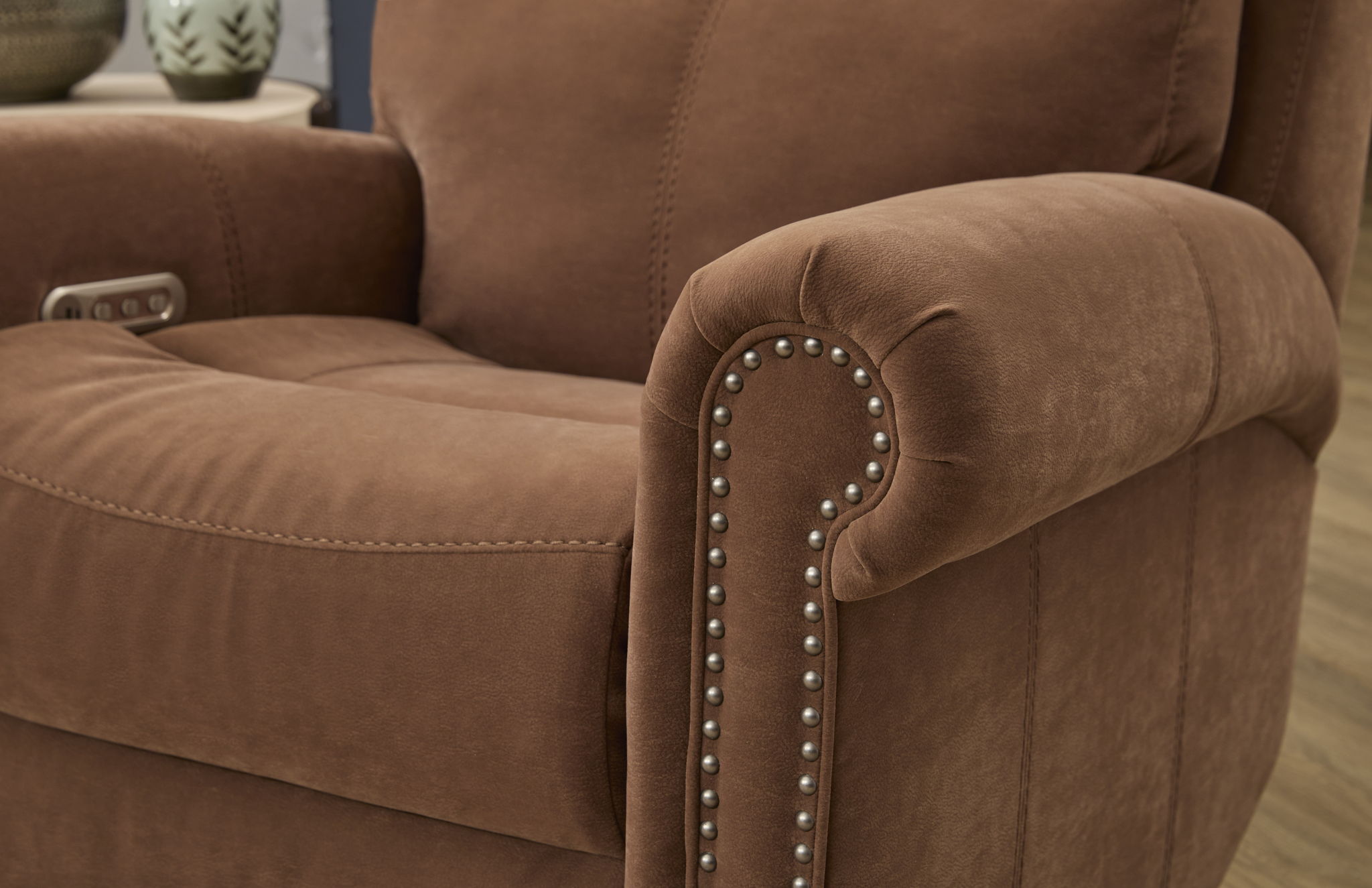 Bernard - Power Recliner With Power Headrest & Lumbar With Nailhed Trim