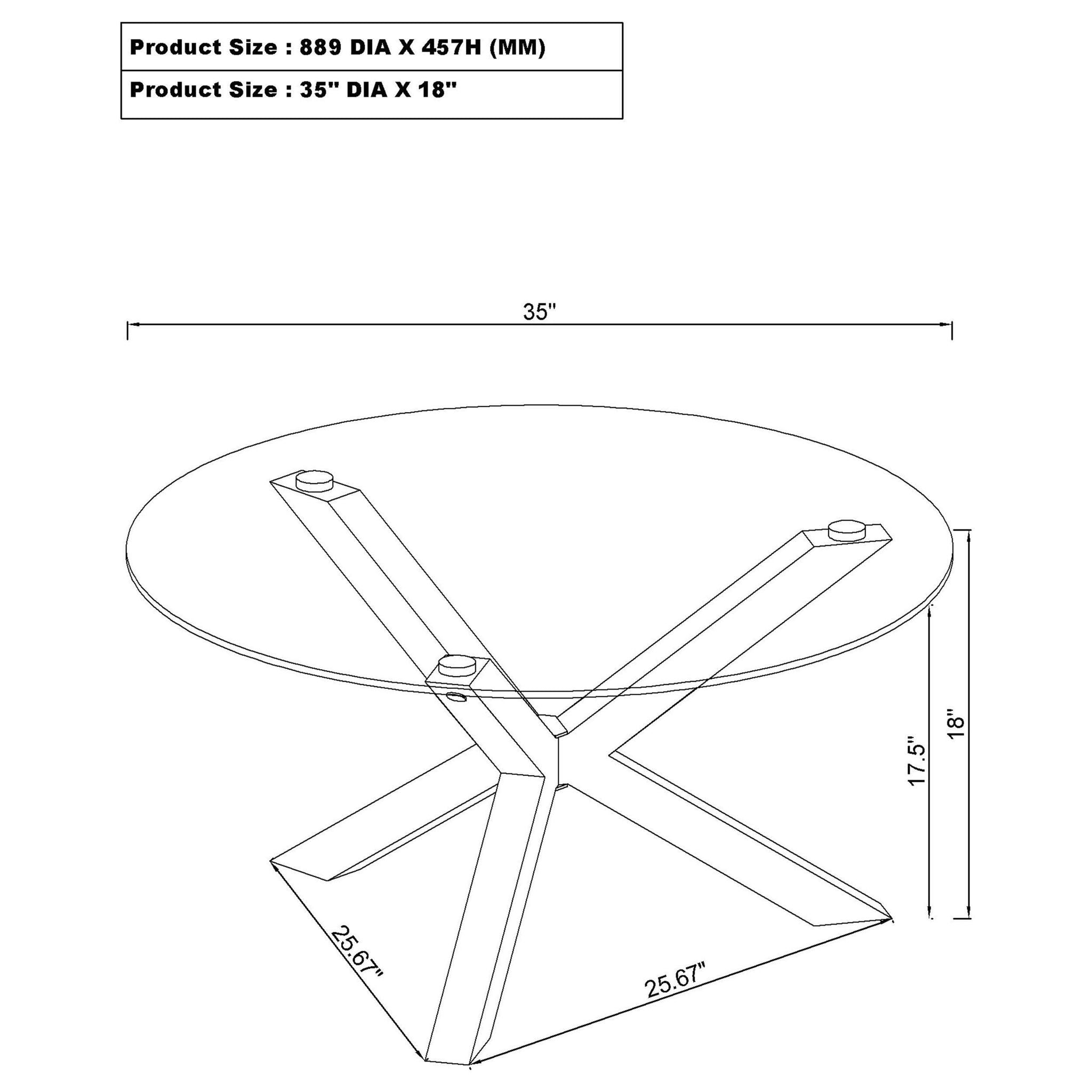 Kenzie Round Tempered Glass Top Cocktail Coffee Table Chrome - Atlantic Fine Furniture Melbourne FL
