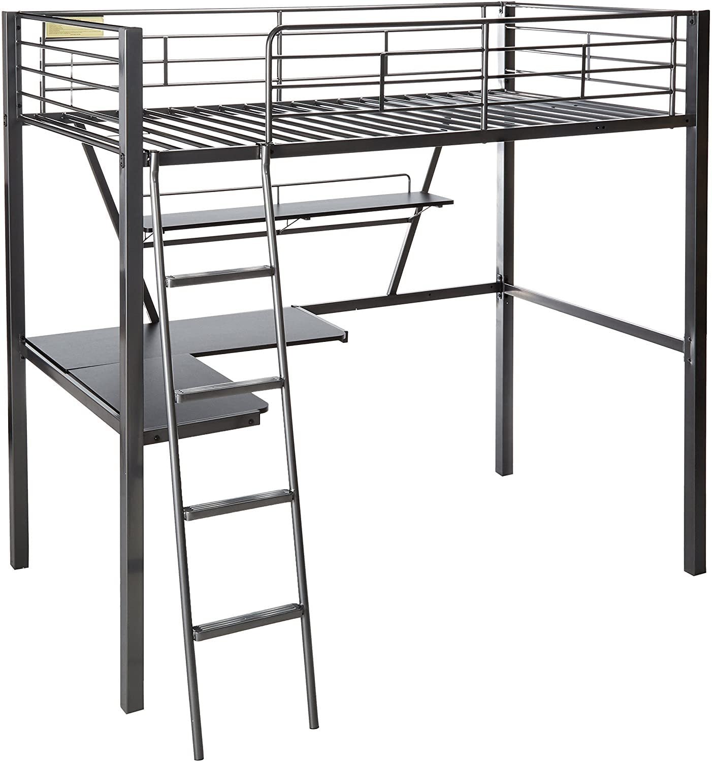 ACME Senon Loft Bed & Desk in Silver & Black 37275 - Atlantic Fine Furniture Melbourne FL