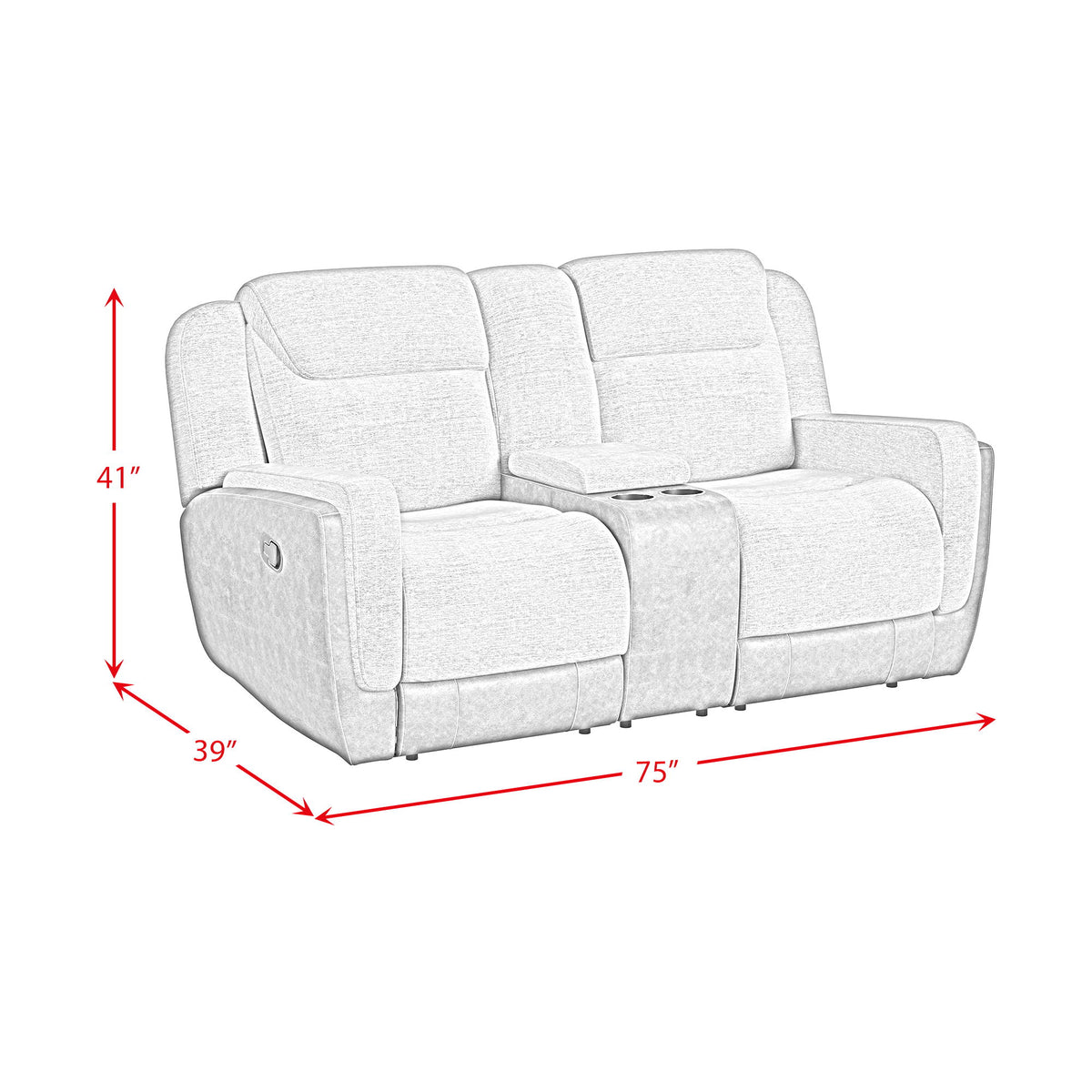 Hornet Motion Glider Loveseat With Console in Dark Gray by Elements International, view 18