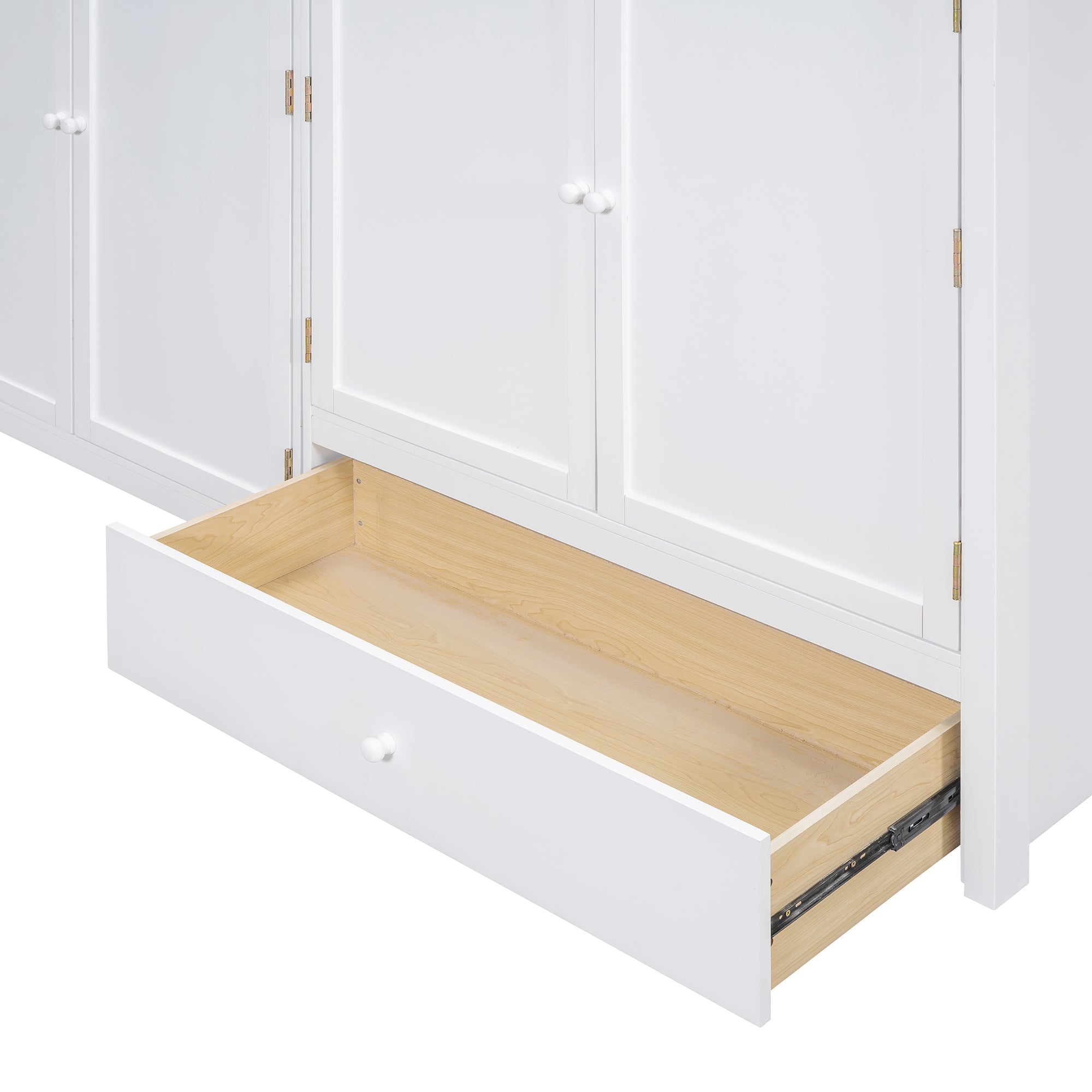Twin size Loft Bed with Drawer, Two Wardrobes and Mirror, White - Atlantic Fine Furniture Melbourne FL