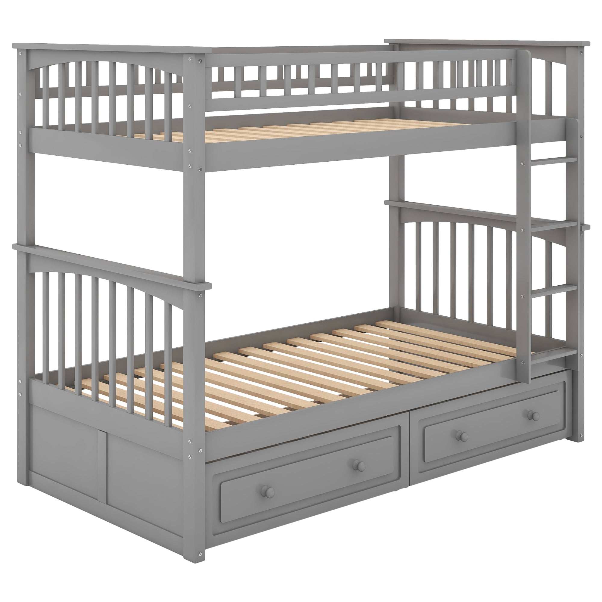 Twin over Twin Bunk Bed with Drawers, Convertible Beds, Gray(Old SKU: SM000240AAE-1) - Atlantic Fine Furniture Melbourne FL