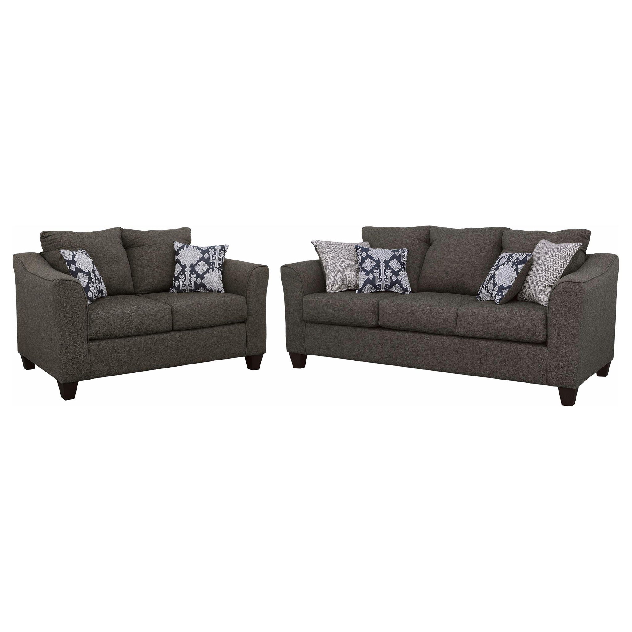 Salizar 2-piece Upholstered Flared Arm Sofa Set Grey
