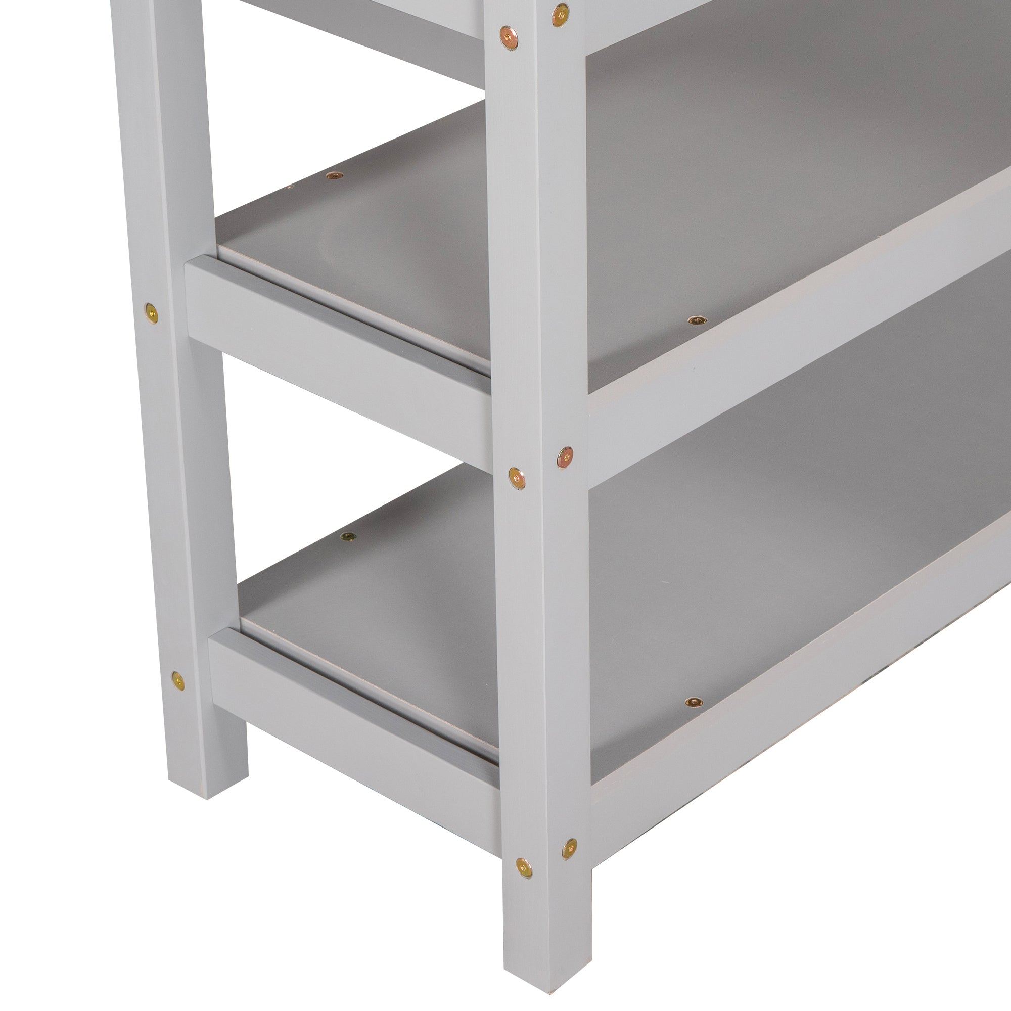Twin Size Loft Bed with Storage Shelves and Under-bed Desk, Gray(OLD SKU:SM000245AAE-1) - Atlantic Fine Furniture Melbourne FL