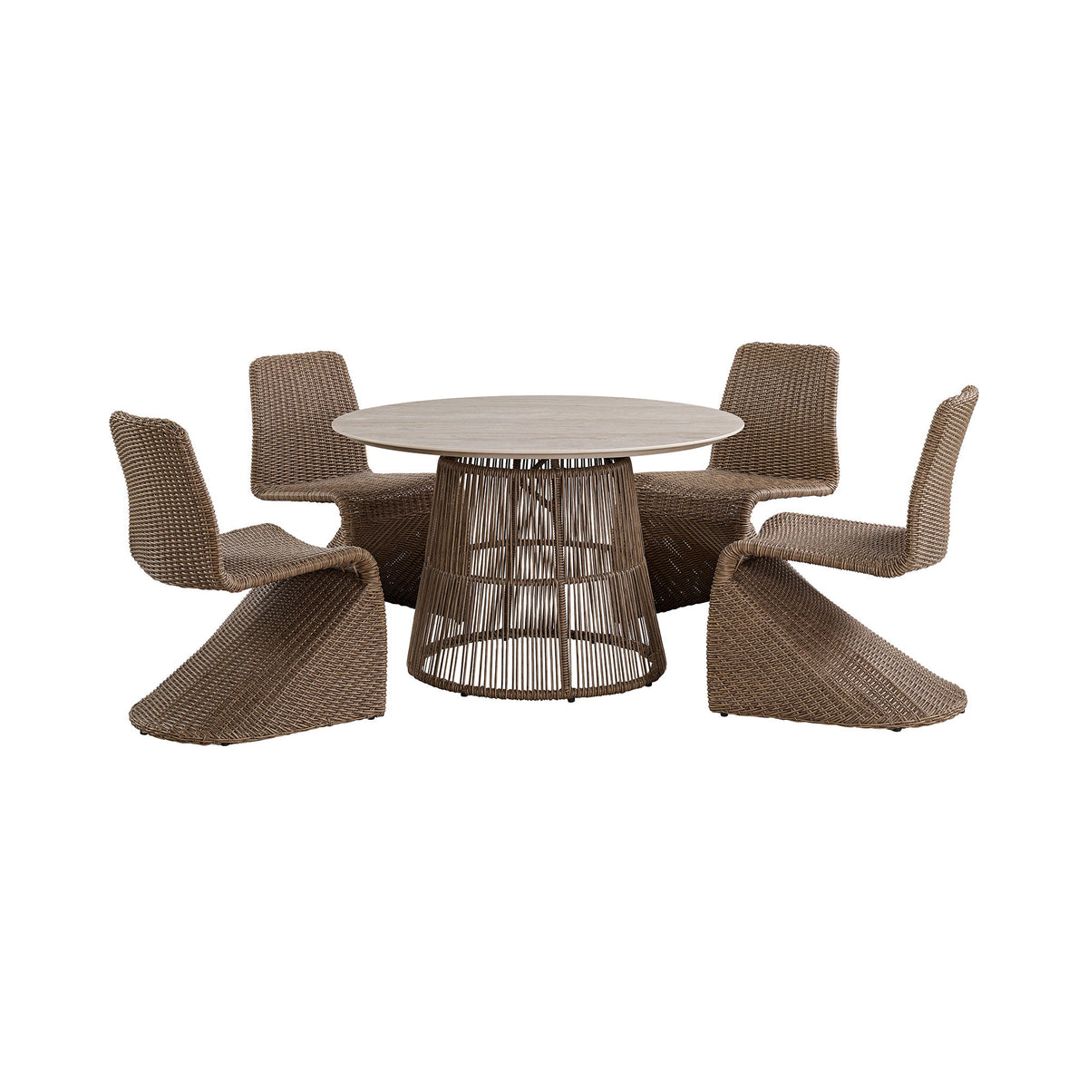 Alesso 5 Piece Standard Height Dining Set (Round Table And Four Chairs) in Brown by Elements International