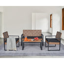 4 Piece Patio Furniture Set With Acacia Wood Table Top And Cushions