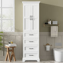 Bathroom Vanity With 2 Damping Hinge Doors, 3 Drawers, Adjustable Shelves - White
