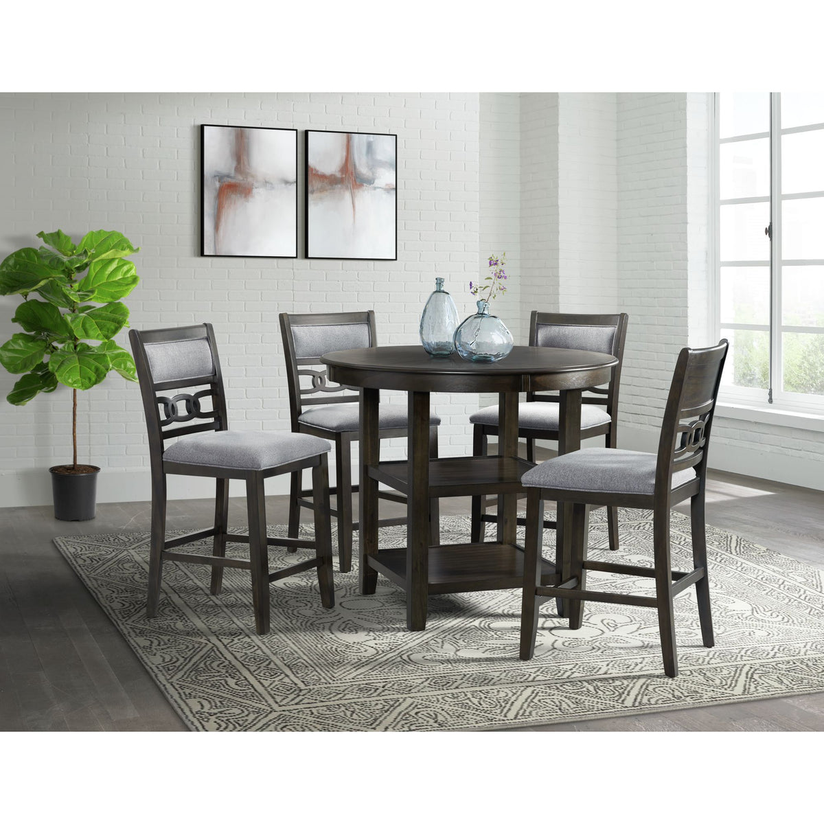 Amherst Counter Height Dining Set in Dark Brown by Elements International