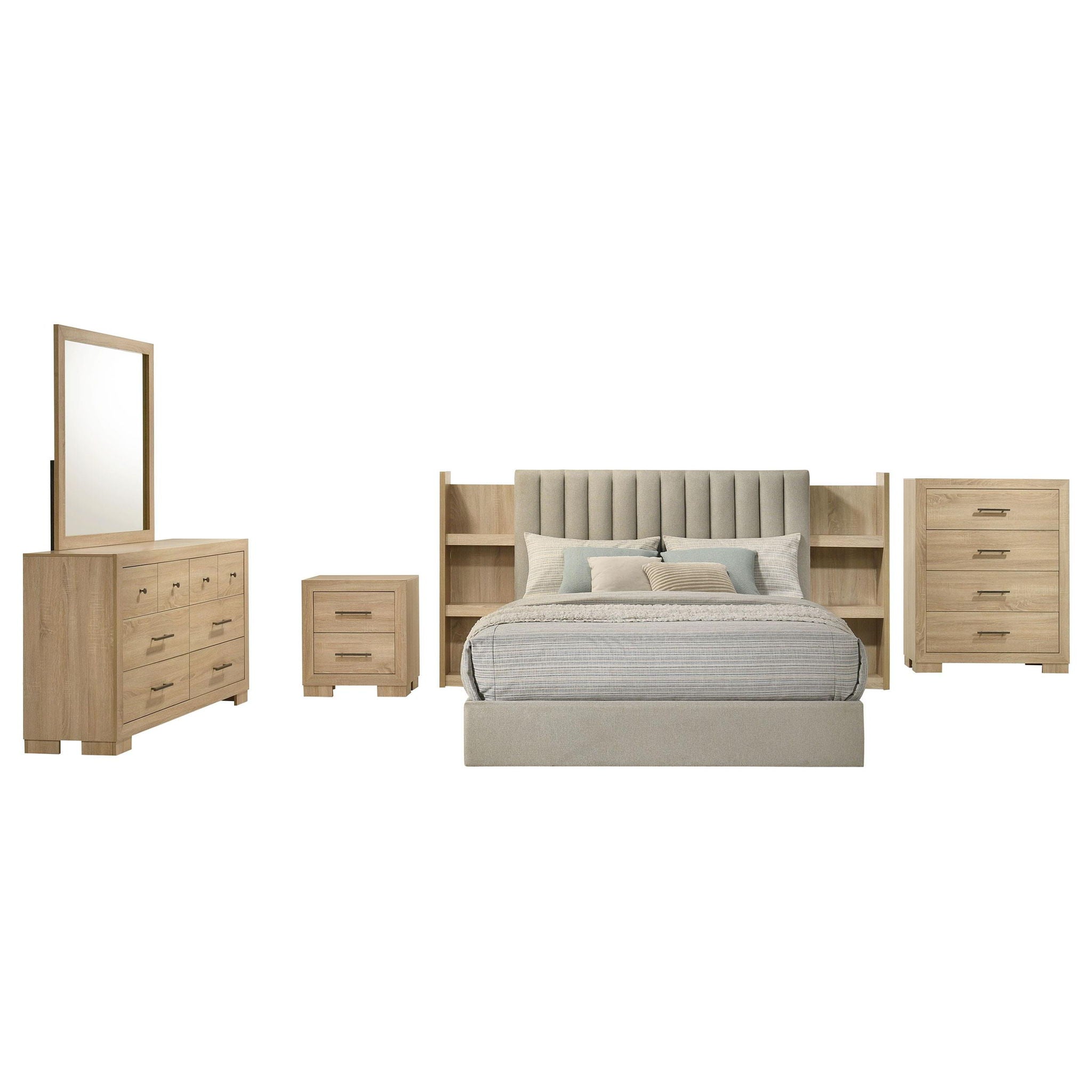 Arielle 5-piece Eastern King Bedroom Set Light Oak