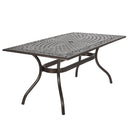 Celestine - Outdoor Cast Aluminum Dining Table With Floral Lattice Design And Umbrella Holder