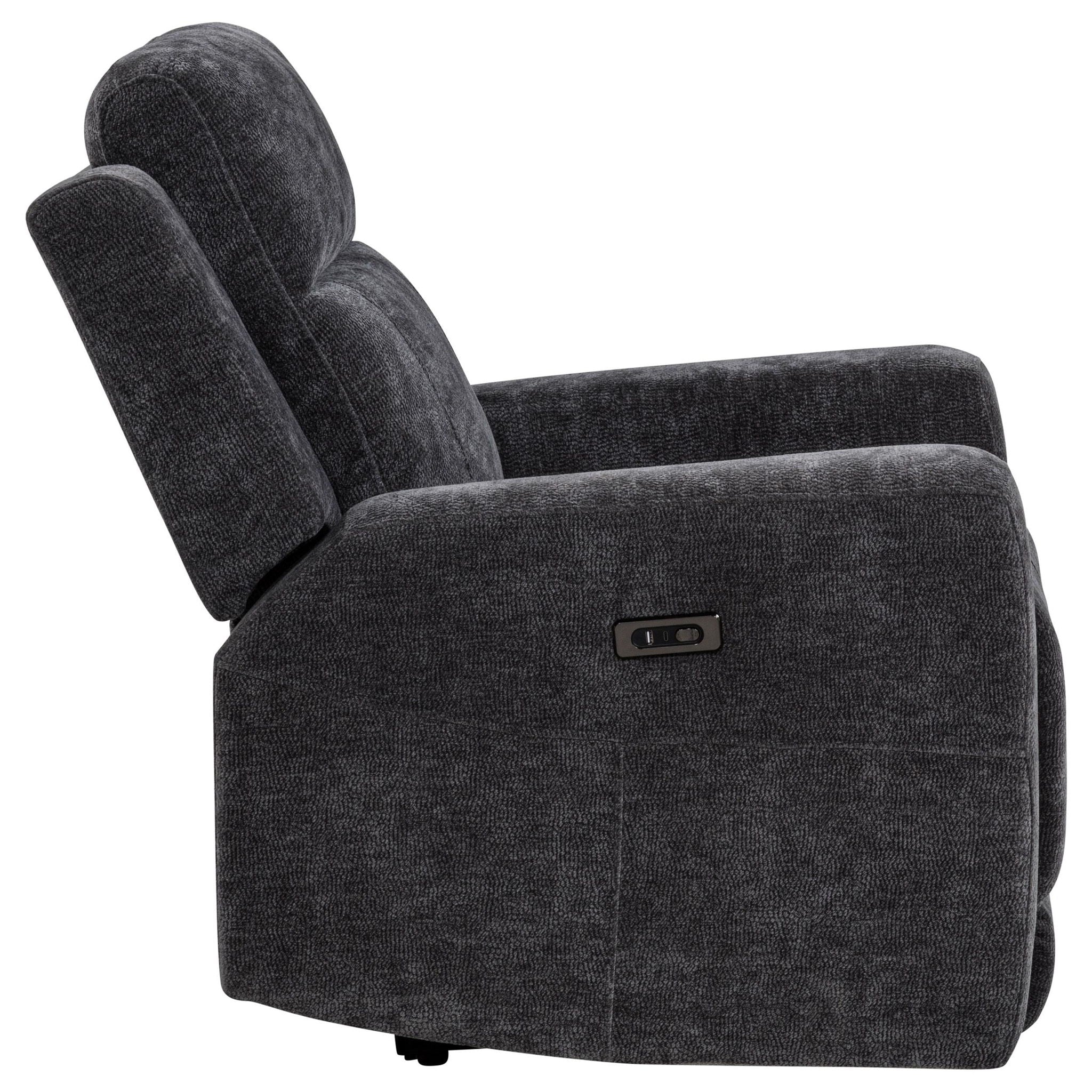 Kennett Chenille Upholstered Power Recliner Chair Dark Grey