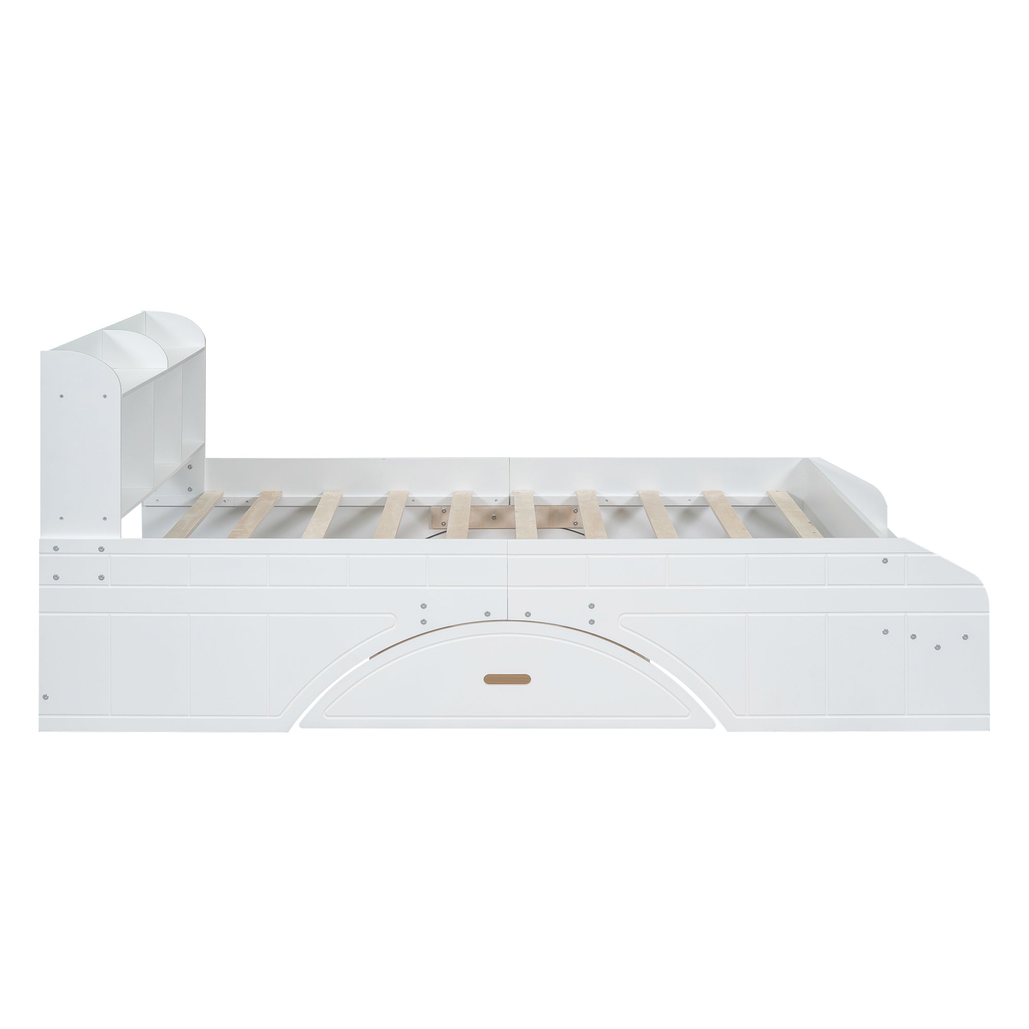 Wood Full Size Platform Bed with 2 Drawers, Storage Headboard and Footboard, White - Atlantic Fine Furniture Melbourne FL