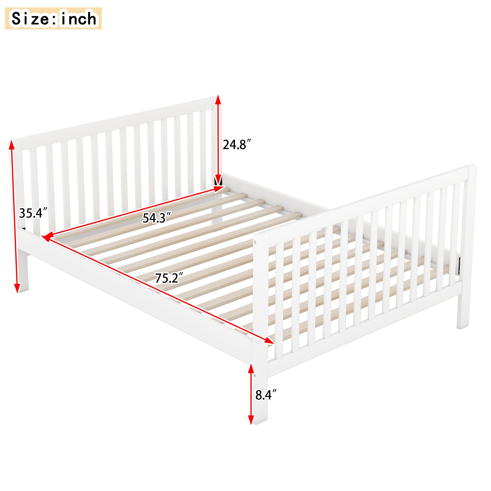 Convertible Crib/Full Size Bed with Changing Table, White - Atlantic Fine Furniture Melbourne FL