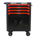 Removable 4 Drawer Metal Tool Cart With Lock - Black / Red