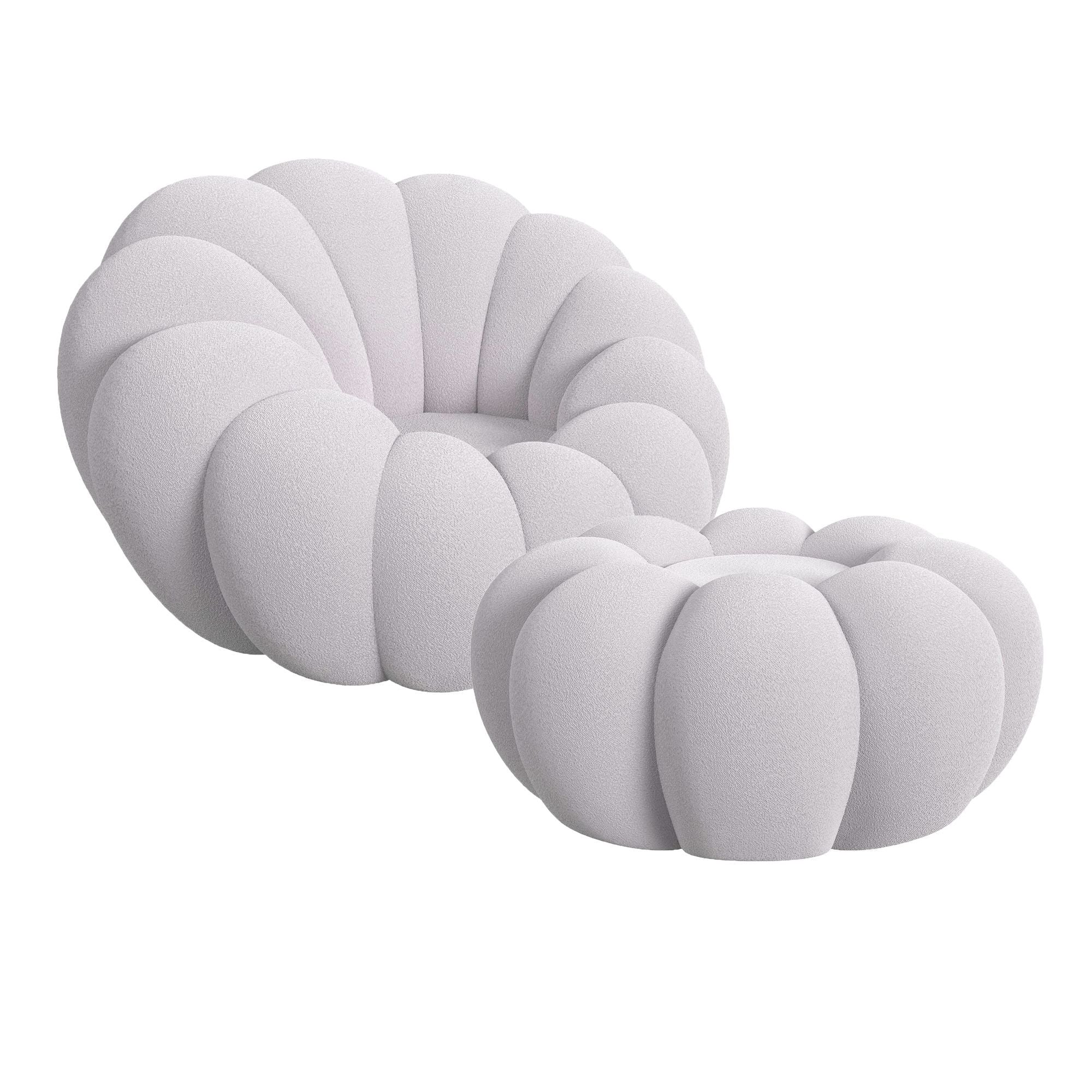 Bubble Swivel Chair And Ottoman in Light Gray by Elements International, view 2