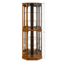 6 Shelf Corner Curio Display Cabinet With Lights, Mirrors And Adjustable Shelves (E26 Light Bulb Not Included)