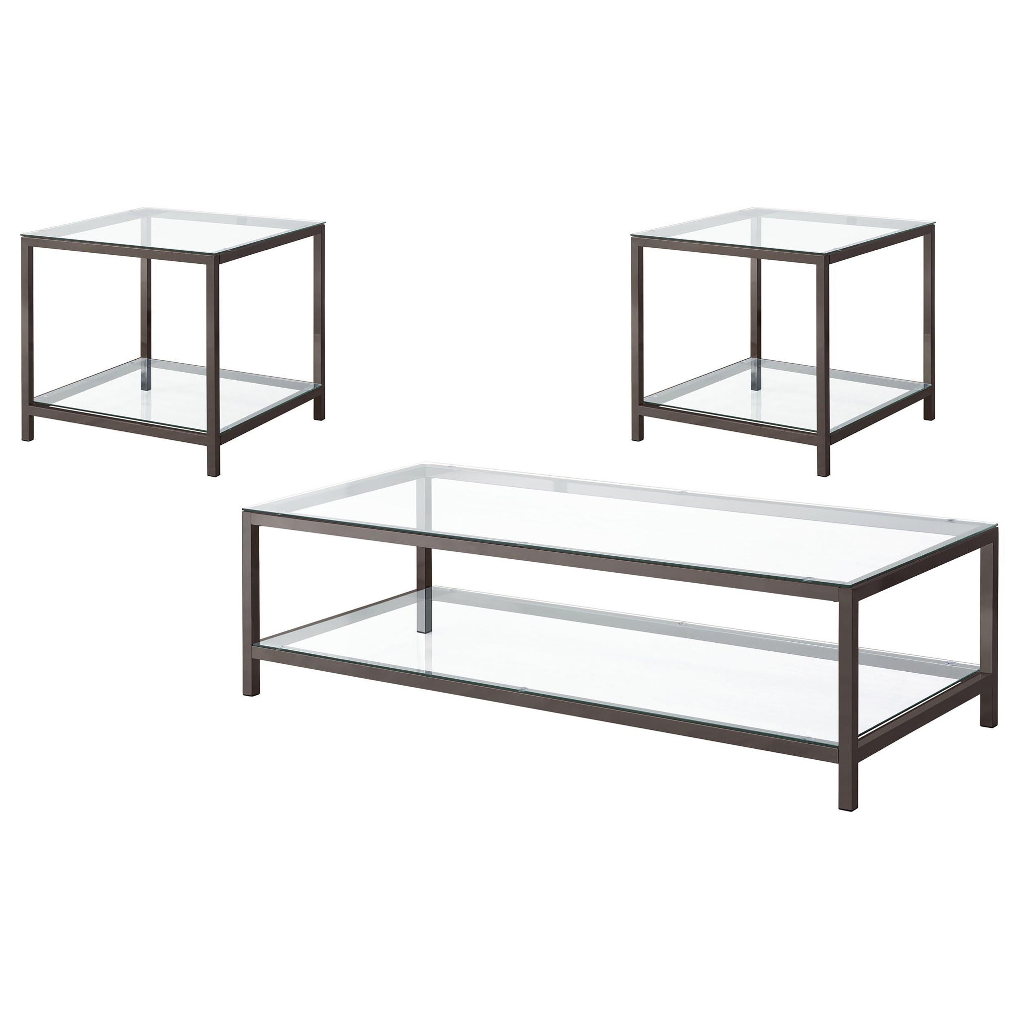 Trini 3-piece Coffee and End Table Set Black Nickel