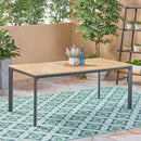 Outdoor Wicker Rectangular Dining Table With Iron Frame And Water Resistant Rattan
